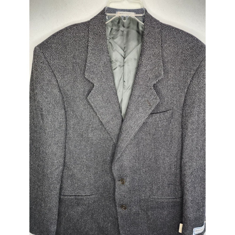 Yves Saint Laurent YSL Cashmere Wool Sport Coat Blazer Herringbone 42R - Picture 5 of 16